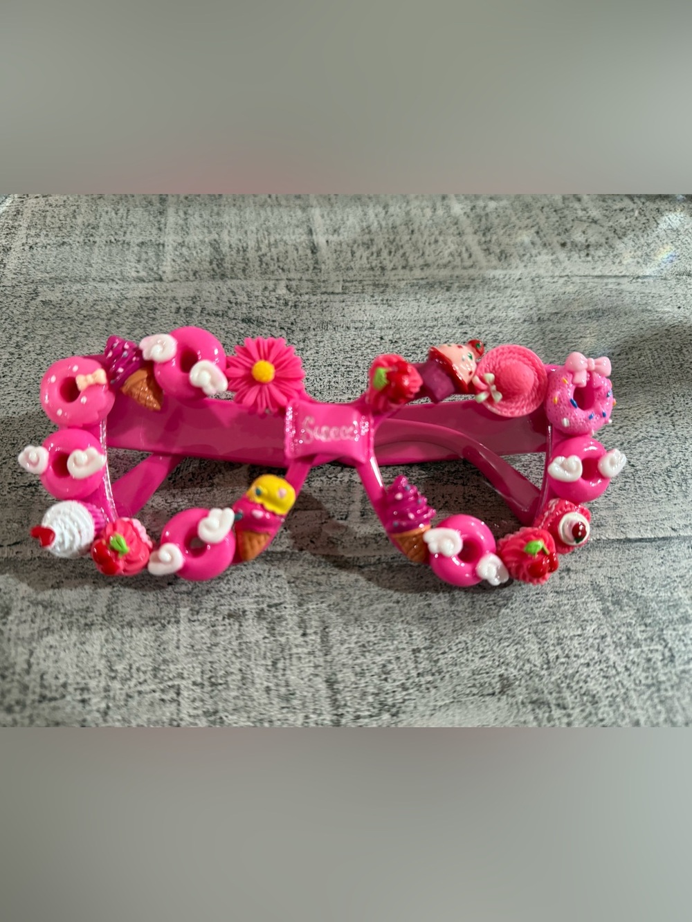 New Pink Decorative Novelty Sunglasses with Sweets Embellishments